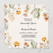 ウェーエレガントドワイルドフラワー春サマー結婚ズ 招待状 (正面/裏面)