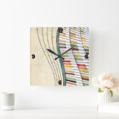 ウェーカッコいい素晴らしピアノレトロカラーアンティーク スクエア壁時計 (ホーム)