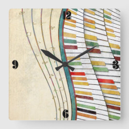 ウェーカッコいい素晴らしピアノレトロカラーアンティーク スクエア壁時計