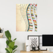 ウェーカッコいい素晴らしピアノレトロカラーアンティーク ポスター (ホームオフィス)