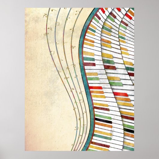ウェーカッコいい素晴らしピアノレトロカラーアンティーク ポスター (正面)