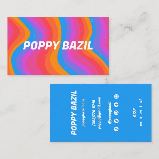 ウェーカラフルイストライプレインボーカスタムつるラベル 名刺 (正面/裏面)