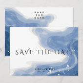 ウェーターカラーの波の水平結婚式 セーブザデート (正面/裏面)