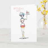 ウェートレスの誕生日の女の子カード カード (黄色い花)