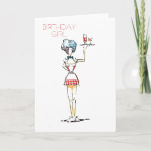 ウェートレスの誕生日の女の子カード カード