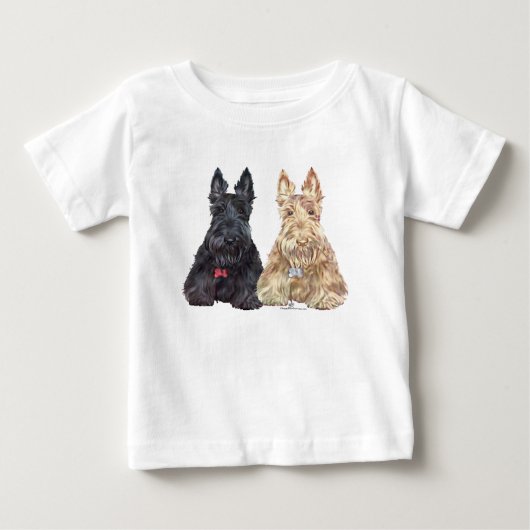 ウェートンとブラックのスコティッシュテリア ベビーTシャツ (正面)
