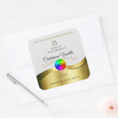 ウェービーゴールドデコール オンライトグレー ロゴ モノグラム ラベル (封筒)