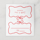 ウェーブがかった優雅な弓の手描きデザインのウェディングシャワーボウル 赤 プレイスカード (外部開封)