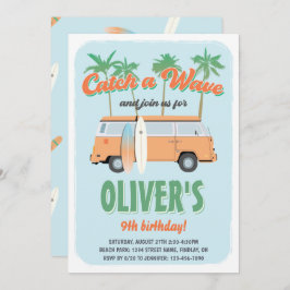 ウェーブをキャッチ！サーフィン気分満点の誕生日パーティー、年齢不問 招待状