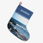 ウェーブアトランティック海ブルー大クリスマスの写真 ラージクリスマスストッキング (正面 (吊り時))