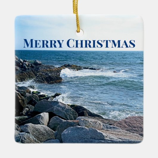 ウェーブアトランティック海ブルー セラミックオーナメント (正面)