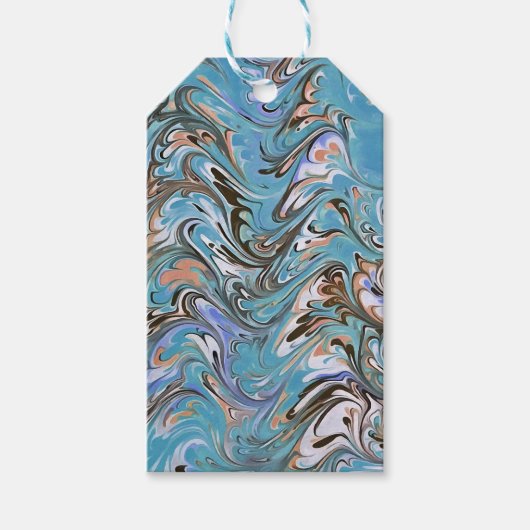 ウェーブインブルーアクリルポアール抽象芸術 ギフトタグ (正面)