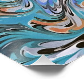 ウェーブインブルーアクリルポアール抽象芸術 ポスター (コーナー)