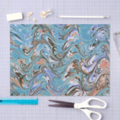 ウェーブインブルーアクリルポアール抽象芸術 薄葉紙 (クラフト)