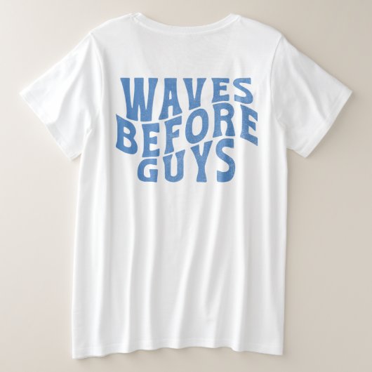 ウェーブウィーズサマーガールズビーチ休暇 プラスサイズTシャツ (デザイン裏面)