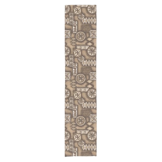 ウェーブウォリアーハワイアン初期のタパ ショートテーブルランナー (正面)