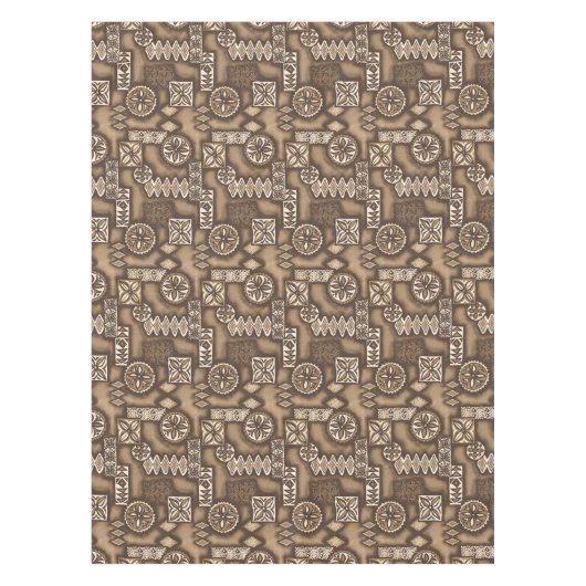 ウェーブウォリアーハワイアン初期のタパ テーブルクロス (正面)