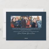 ウェーブエッジのフレームかわいいネイビークリスマスフォト シーズンカード (裏面)