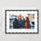 ウェーブエッジのフレームかわいい緑のクリスマスの写真 シーズンカード (正面)