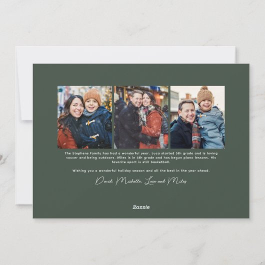 ウェーブエッジのフレームかわいい緑のクリスマスの写真 シーズンカード (裏面)