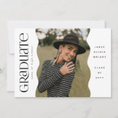 ウェーブエッジフォトモダンシンプル卒業生 案内状 (正面)