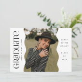 ウェーブエッジフォトモダンシンプル卒業生 案内状 (スタンド正面)