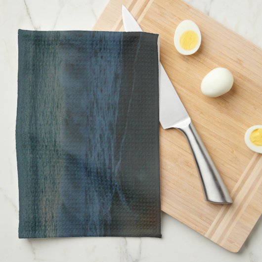 ウェーブクラッシングアットサンセットビーチ風景 キッチンタオル (四つ折り)