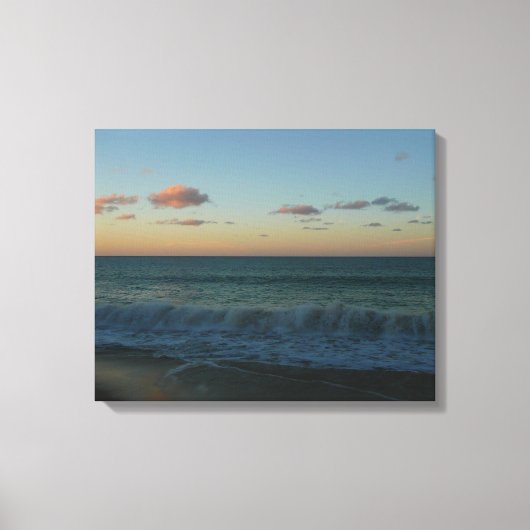 ウェーブクラッシングアットサンセットビーチ風景 キャンバスプリント (正面)