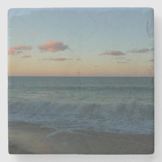 ウェーブクラッシングアットサンセットビーチ風景 ストーンコースター (正面)