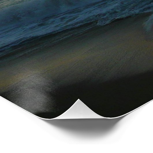 ウェーブクラッシングアットサンセットビーチ風景 ポスター (コーナー)