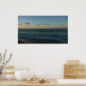 ウェーブクラッシングアットサンセットビーチ風景 ポスター (キッチン)