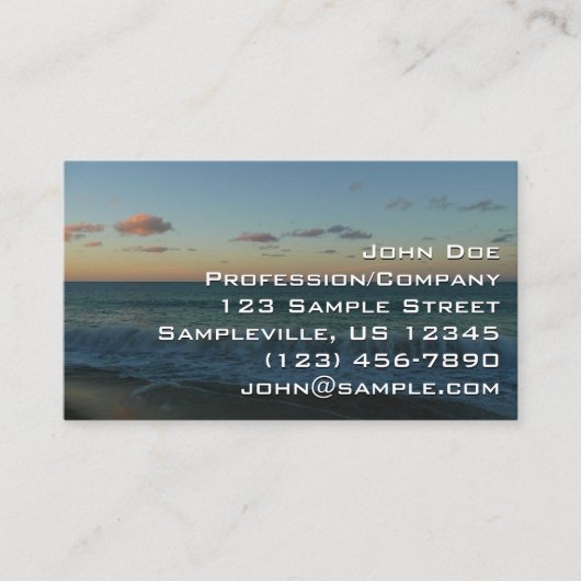 ウェーブクラッシングアットサンセットビーチ風景 名刺 (正面)