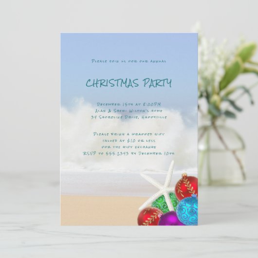 ウェーブクリスマスパーティー沿岸テーマ招待状 招待状 (スタンド正面)