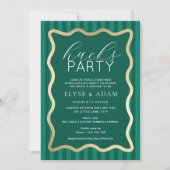 ウェーブグリーンのストライプ ハックスパーティー招待状 招待状 (正面)