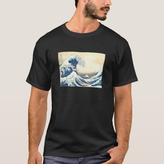 ウェーブコーギーのサーフィン犬 Tシャツ (正面)