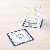 ウェーブコーストモダンミニマル海軍ブルー結婚ズ スクエアペーパーコースター (インサイチュ)
