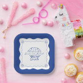 ウェーブコーストモダンミニマル海軍ブルー結婚ズ ペーパープレート (パーティー)