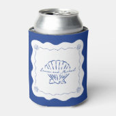 ウェーブコーストモダンミニマル海軍ブルー結婚ズ 缶クーラー (缶正面)