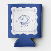 ウェーブコーストモダンミニマル海軍ブルー結婚ズ 缶クーラー (正面)