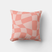 ウェーブコーラルピンク市松模様にクベッドルーム装飾用クッション クッション (正面)