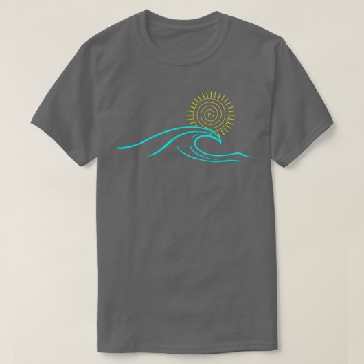 ウェーブサンサーフウォータービーチ海シーミニマル Tシャツ (デザイン正面)