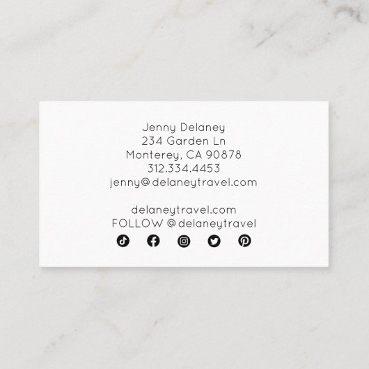 ウェーブサンセットシーシェル写真旅行ソーシャルメディア 名刺 (裏面)