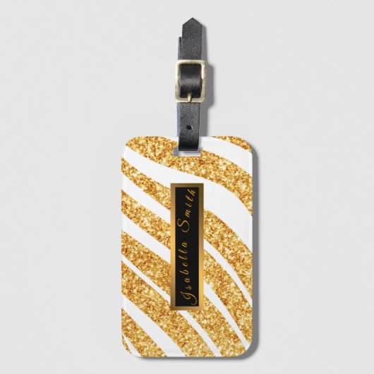 ウェーブシー金ゴールドグリッターボホコレクシ人気があるョン ラゲッジタグ (正面縦)
