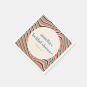 ウェーブストライプアクアピーチカスタムブライダルシャワー スタンダードカクテルナプキン (角)