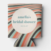 ウェーブストライプアクアピーチカスタムブライダルシャワー 缶クーラー (正面)