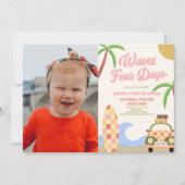 ウェーブス フォー デイズ サーフ ピクチャー 4歳の誕生日パーティー 招待状 (正面)