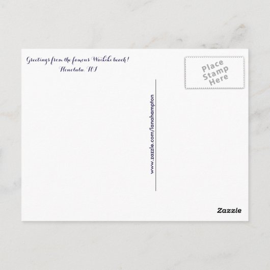 ウェーブズワイキキビーチホノルルハワイパシフィック海 ポストカード (裏面)