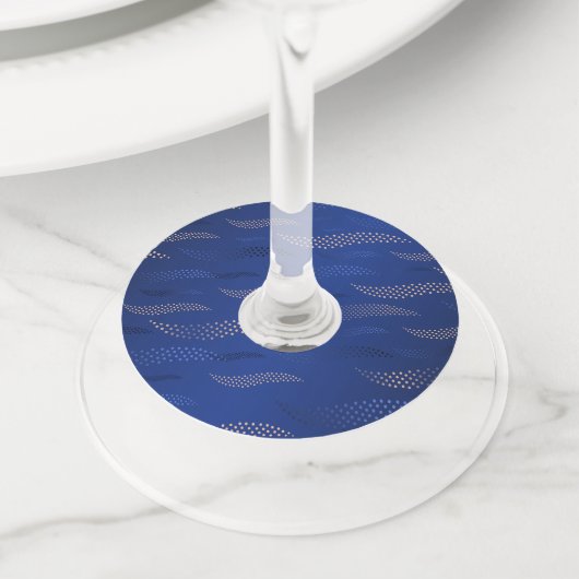 ウェーブタイガー（スタイライズドパターン）2 ワイングラスタグ (クローズアップ)