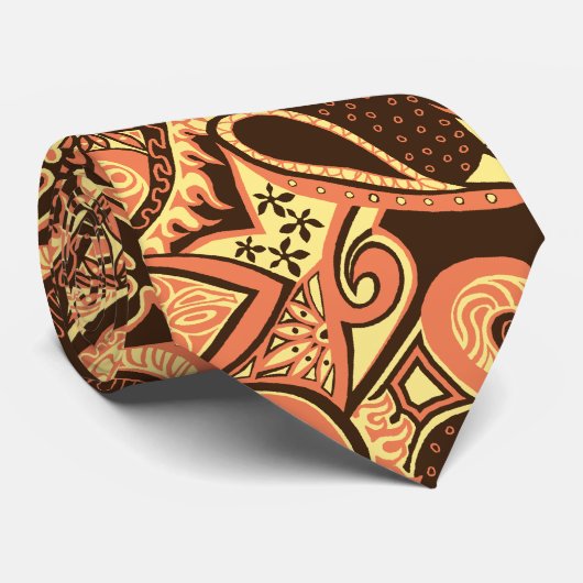 ウェーブトリップフローラペイズリー両面印刷 ネクタイ (ロール)