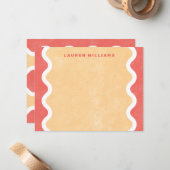 ウェーブドライン ステーショナリー ノートカード - 赤 (正面/裏面インサイチュ)